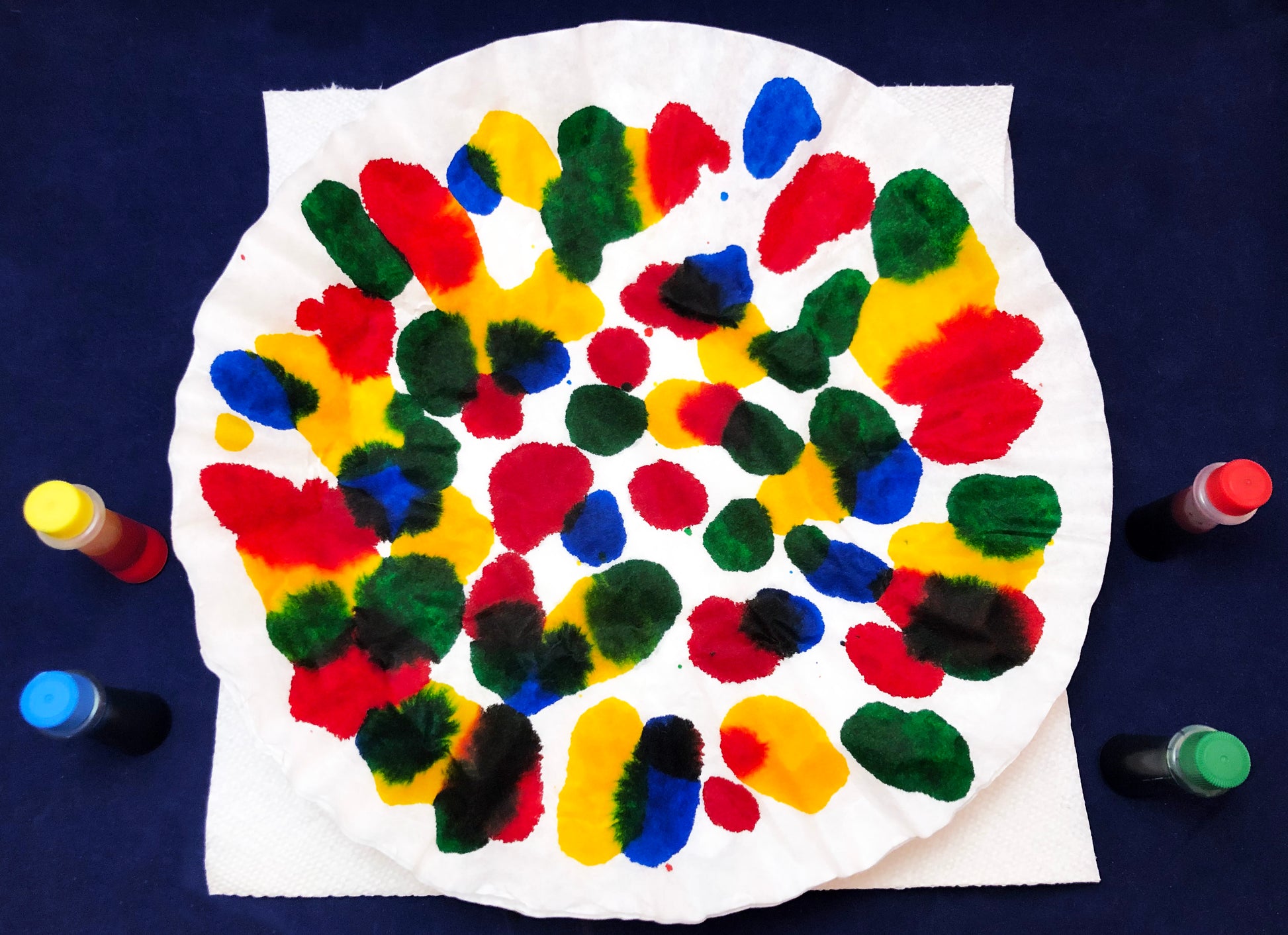 Coffee filter art project with watercolors