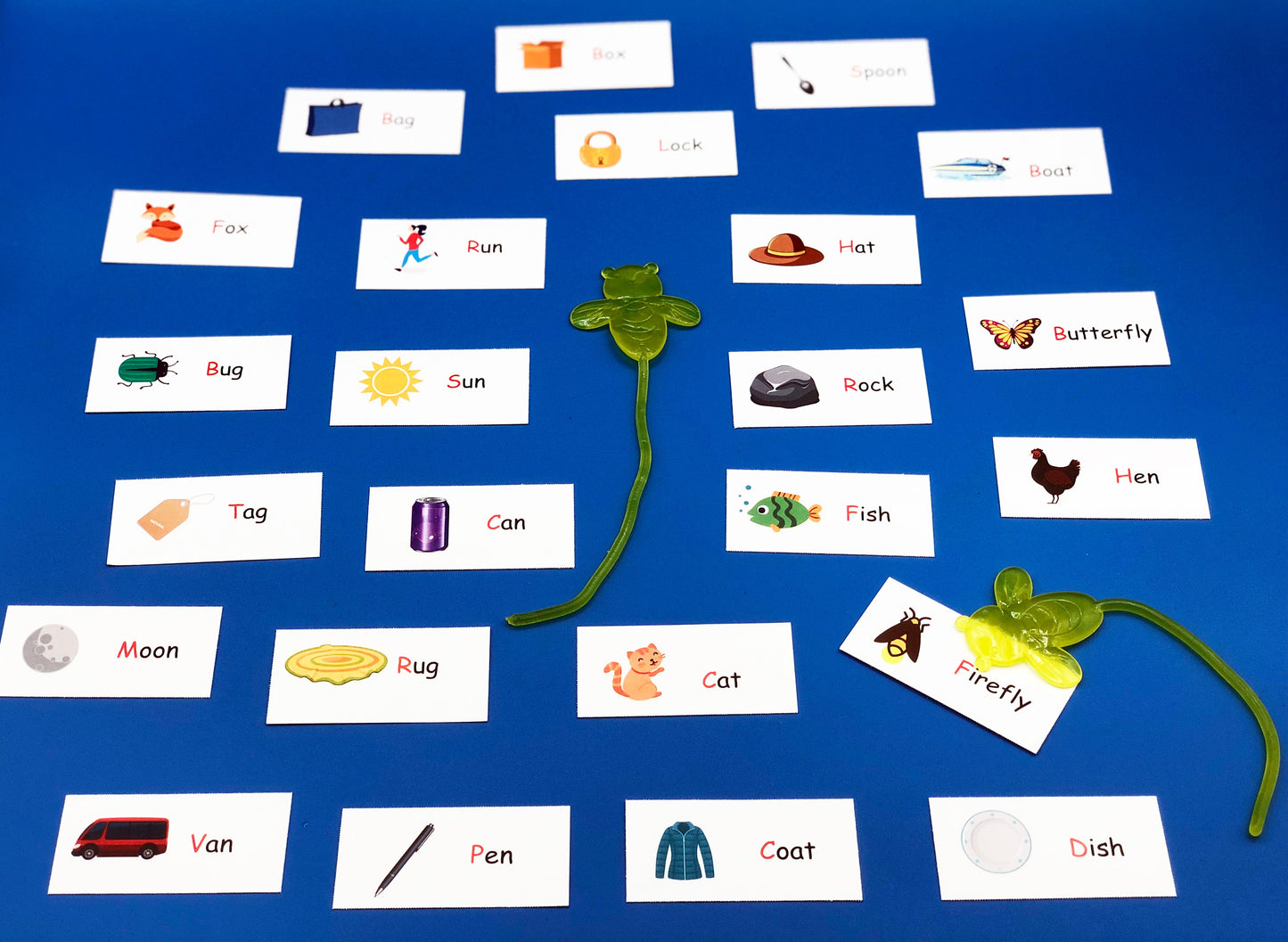 Sticky fireflies rhyming game