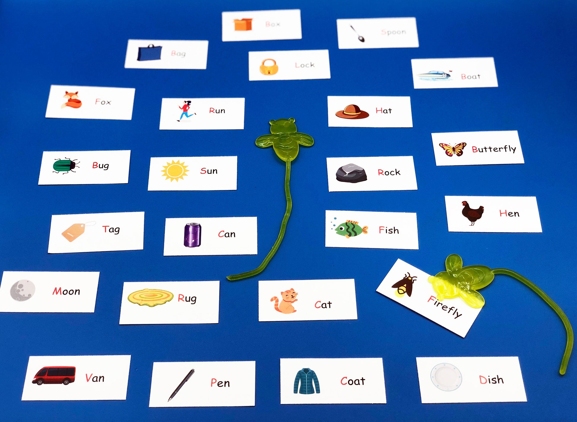 Sticky fireflies rhyming game