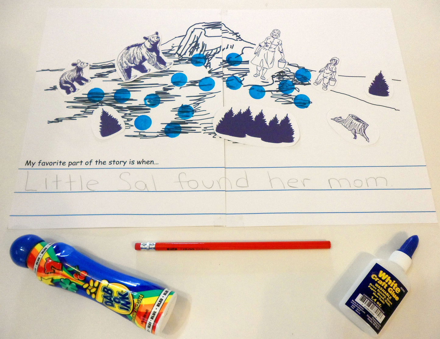 Blueberry hill art - Blueberries For Sal by Robert McCloskey - Ivy Kids subscription box activities.