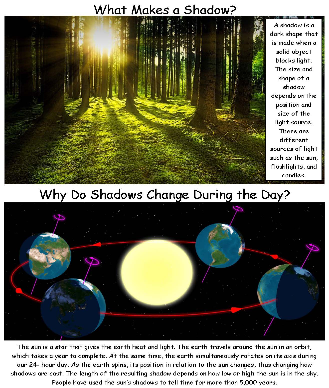 Learning about shadows and the sun