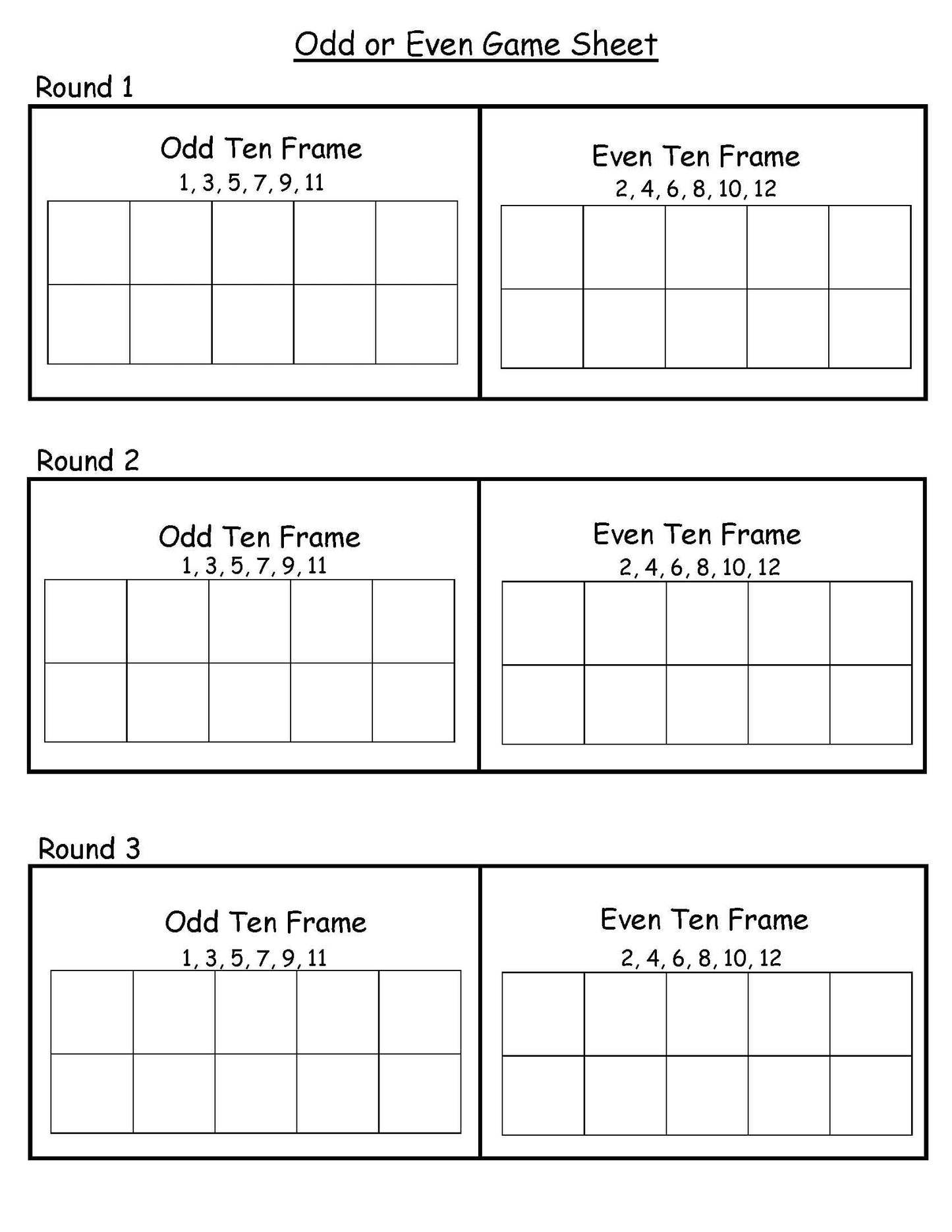 Odd or Even Stamper Game