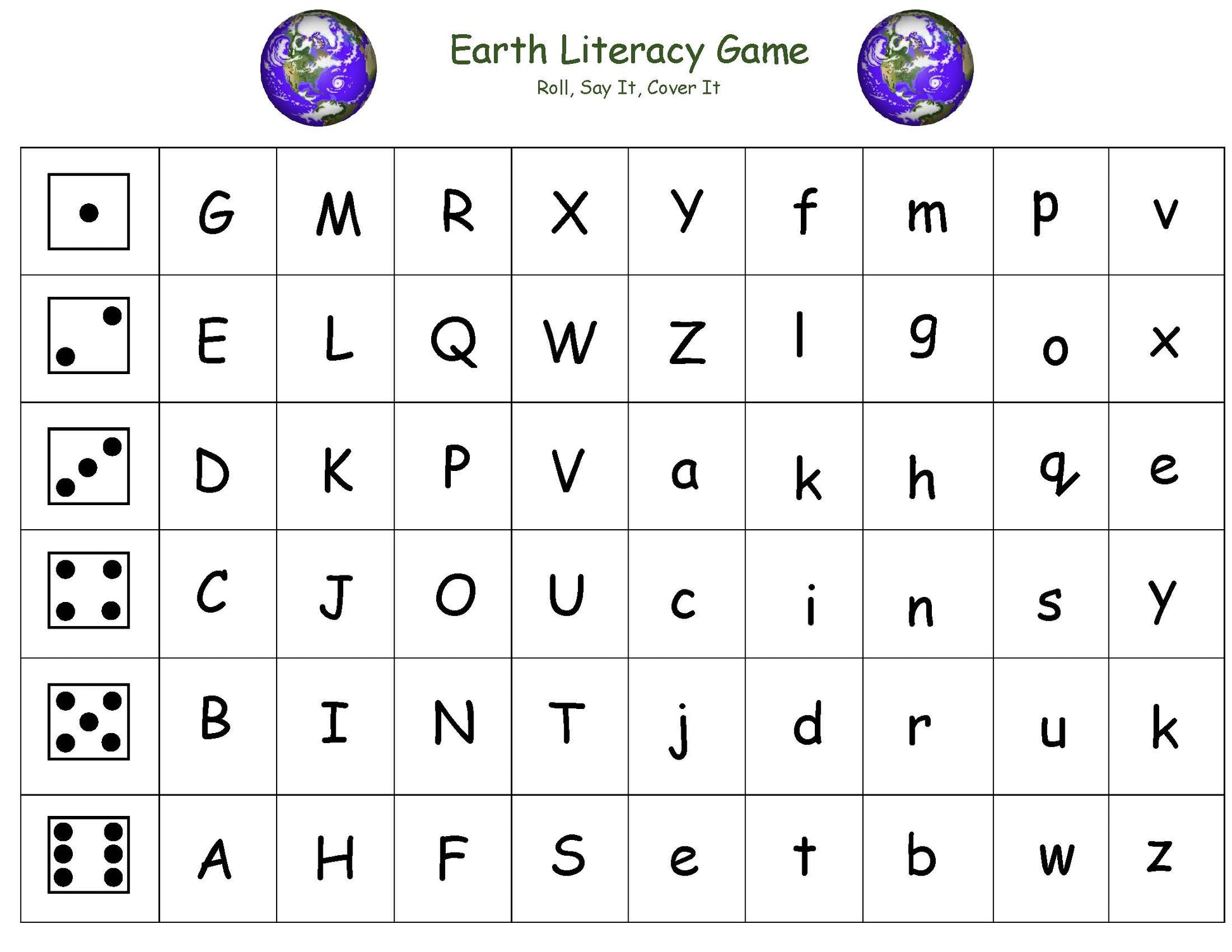 Earth inspired literacy activity for kids