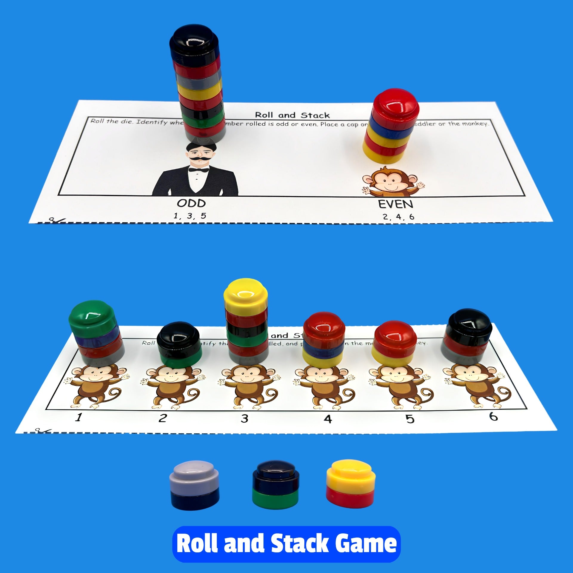 Roll and Stack Math Game with Counters