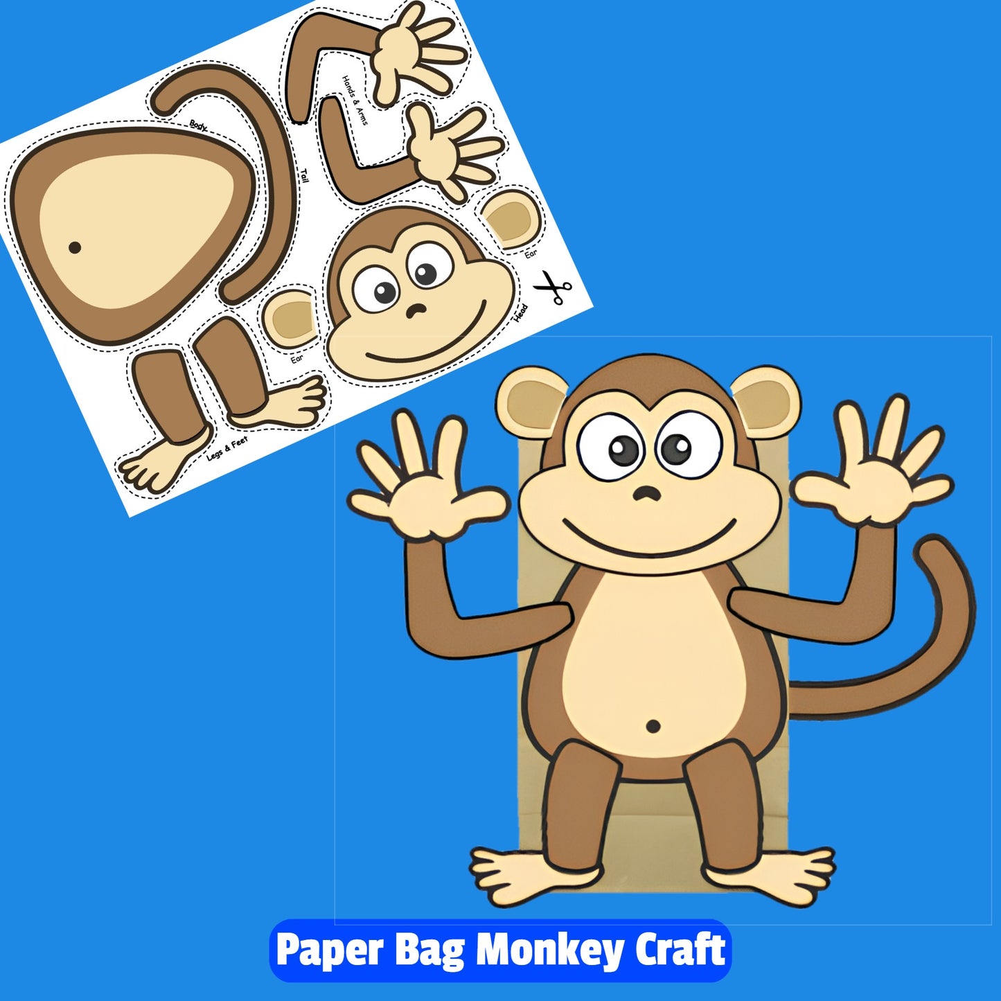 paper bag monkey craft for Caps for Sale