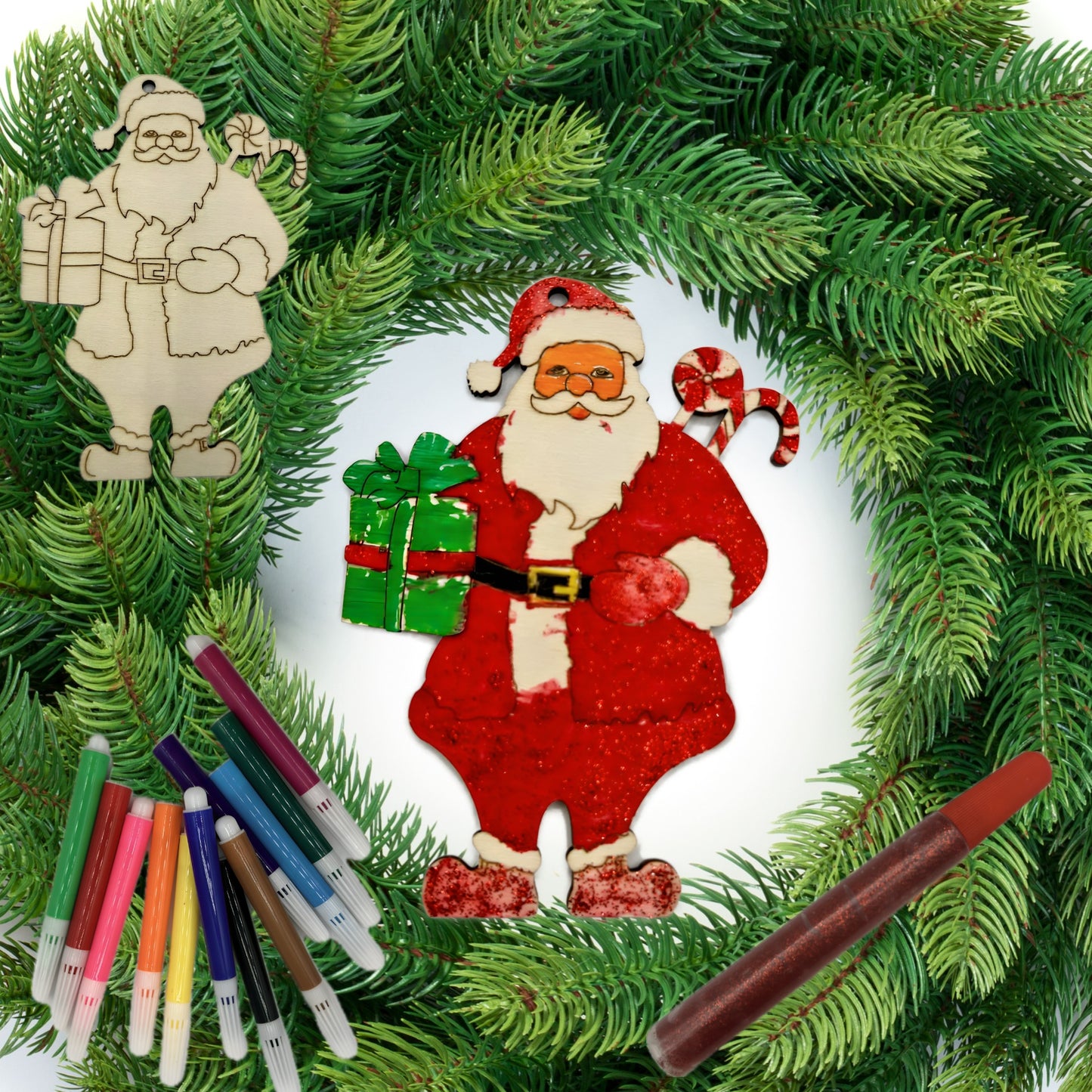 Wooden Santa Ornament