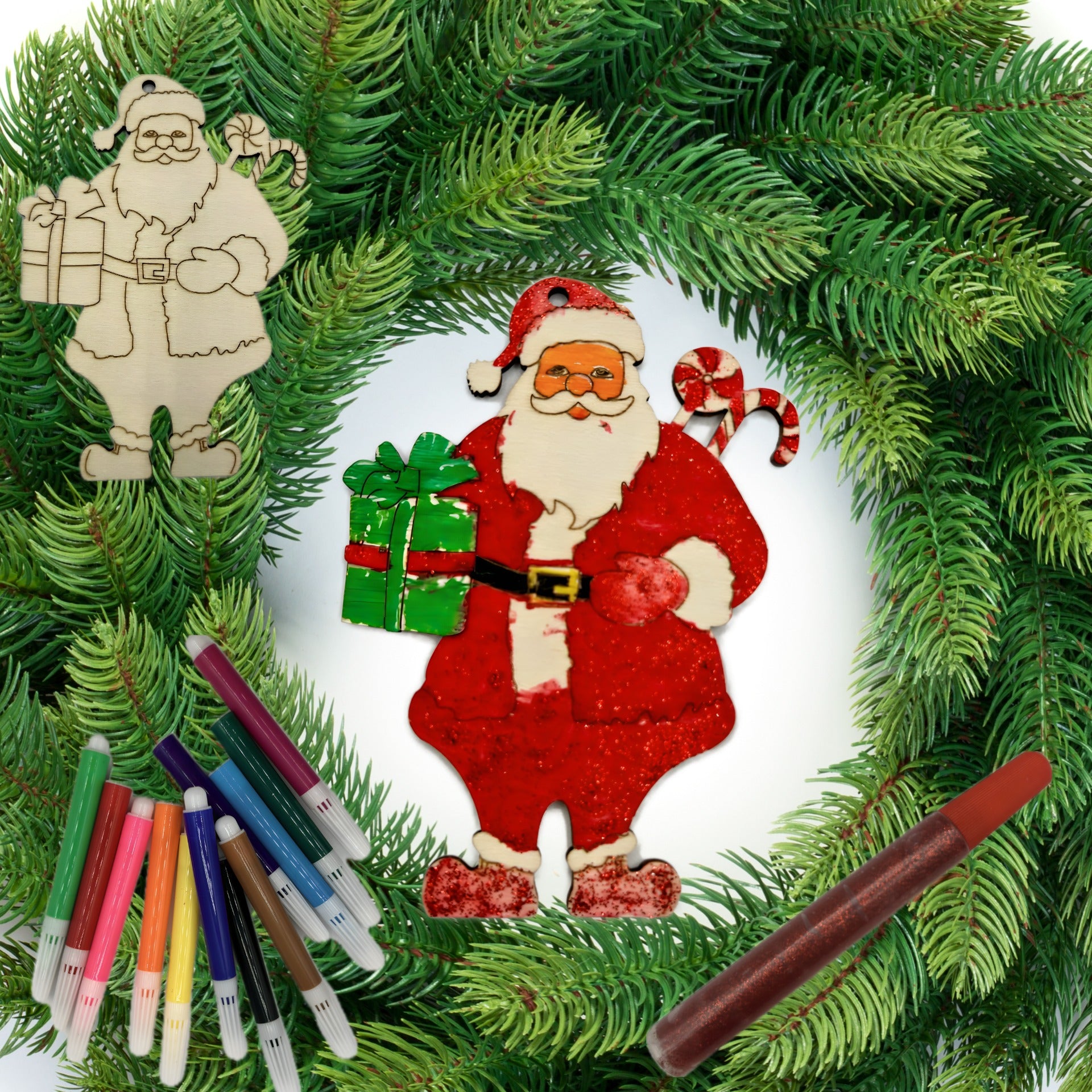 Wooden Santa Ornament