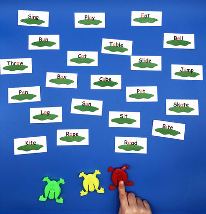 literacy game with jumping frogs