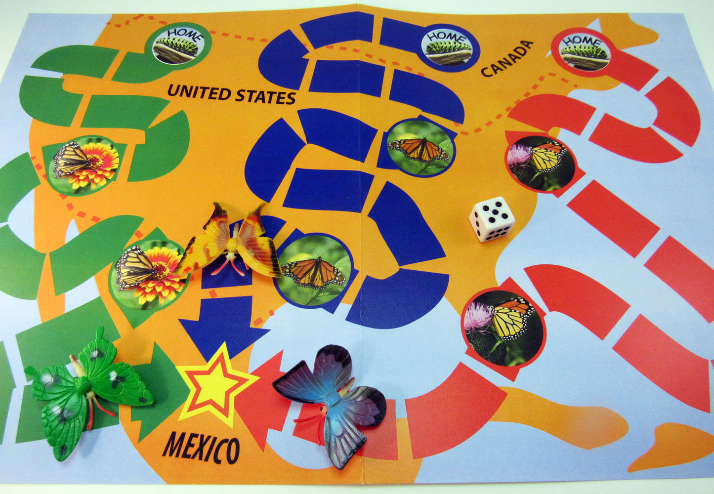 Mexi-Go a board game based on the butterfly migration - Ivy Kids Educational Activity Kit featuring the book Gotta Go! Gotta Go! by Sam Swope and over 10 art, literacy, math, and science activities inspired by the story. Learn about monarch butterflies. Perfect kit for spring.