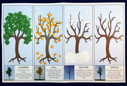 Science and art activity - Four seasons of a tree inspired by the book Leaves by David Ezra Stein