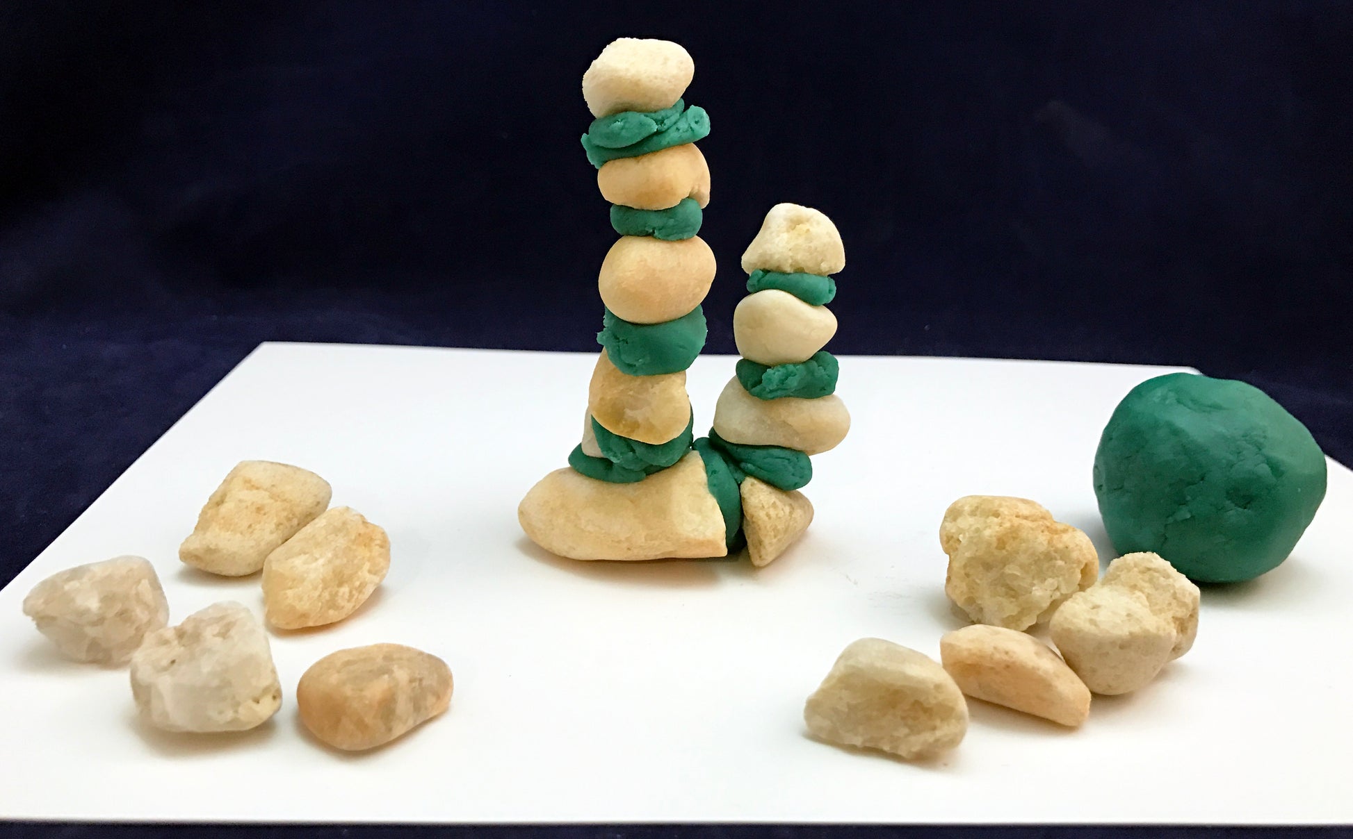Rock sculpture using play dough 