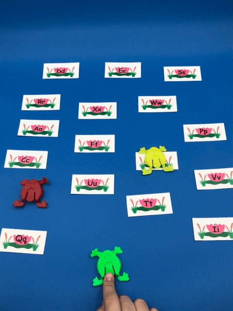 literacy game with jumping frogs