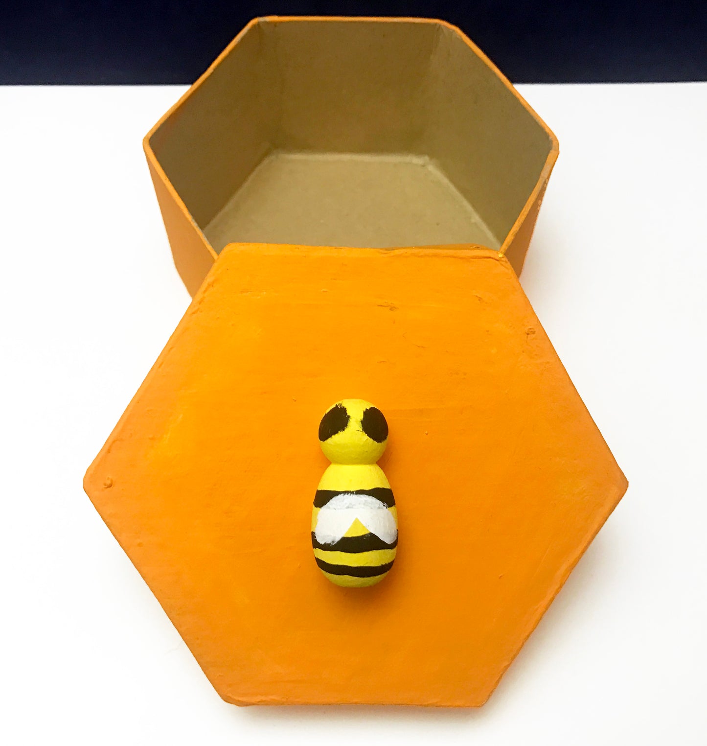 Bee art project for kids hexagon box