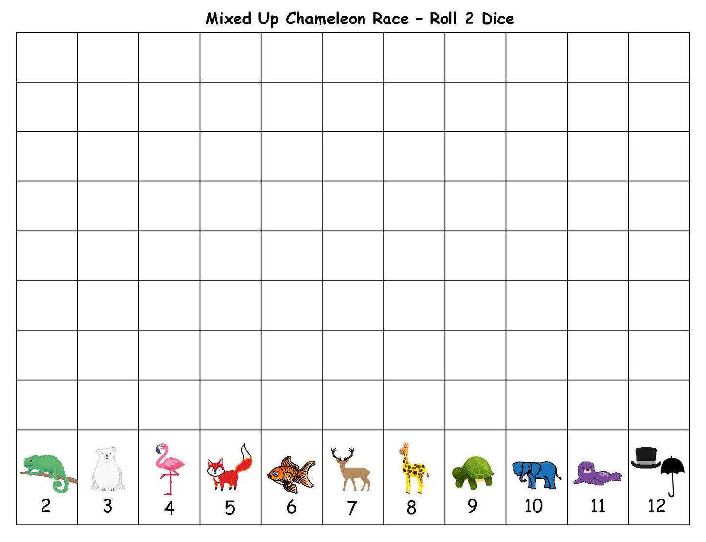 Mixed-Up Chameleon Race Math Game